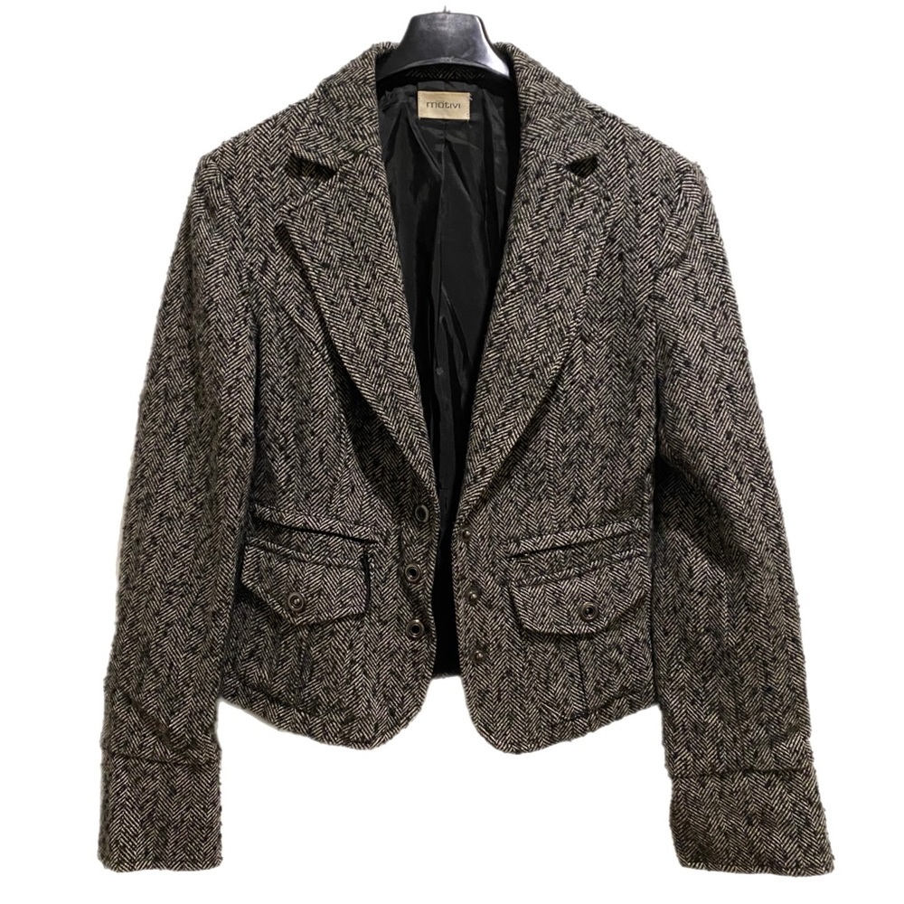 Motivi Women’s Jacket, salt & pepper Black/White blazer, Size 6